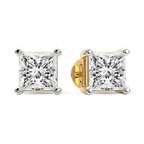 14kt Yellow Gold Four Prong Princess Lab Diamond Stud Earrings (6 Ct. Tw.) standing product image one