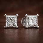 14kt Yellow Gold Four Prong Princess Lab Diamond Stud Earrings (6 Ct. Tw.) color product image two