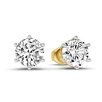 10kt Yellow Gold Six Prong Round Lab Diamond Stud Earrings (2 Ct. Tw.) side right image one