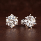 14kt Yellow Gold Six Prong Round Lab Diamond Stud Earrings (1 Ct. Tw.) color product image two