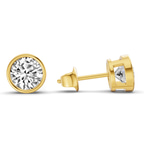 10kt Yellow Gold Classic Bezel Round Lab Diamond Stud Earrings (5 Ct. Tw.) side right image one