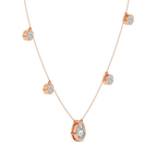 9ct Rose Gold Opaline Pear & Round Lab Diamond Station Fashion Necklace (5 Ct. Tw.) left