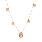 9ct Rose Gold Opaline Pear & Round Lab Diamond Station Fashion Necklace (5 Ct. Tw.) right