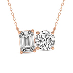 10kt Rose Gold Soulshine Two Stone Emerald and Round Lab Diamond Fashion Necklace (1/2 Ct. Tw.) front image