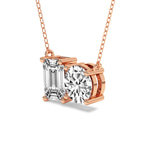 10kt Rose Gold Soulshine Two Stone Emerald and Round Lab Diamond Fashion Necklace (1/2 Ct. Tw.) side right image one