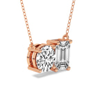 10kt Rose Gold Soulshine Two Stone Emerald and Round Lab Diamond Fashion Necklace (1/2 Ct. Tw.) standing product image one