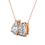 10kt Rose Gold Sweetheart Spark Two Stone Pear and Oval Lab Diamond Fashion Necklace (1 Ct. Tw.) right