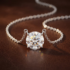 14ct Rose Gold Lluvia Round Lab Diamond Solitaire Necklace (1/2 Ct. Tw.) color product image one
