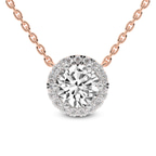 14kt Rose Gold Belleza Halo Lab Diamond Solitaire Necklace (1 Ct. Tw.) front image