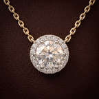 14kt Rose Gold Belleza Halo Lab Diamond Solitaire Necklace (1 Ct. Tw.) color product image one