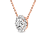 14kt Rose Gold Belleza Halo Lab Diamond Solitaire Necklace (1 Ct. Tw.) side right image one