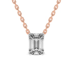 14kt Rose Gold Alma Emerald Lab Diamond Solitaire Necklace (3 Ct. Tw.) front image
