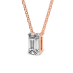 14kt Rose Gold Alma Emerald Lab Diamond Solitaire Necklace (3 Ct. Tw.) left