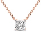 9ct Rose Gold Zenobia Princess Lab Diamond Solitaire Necklace (3 Ct. Tw.) front image