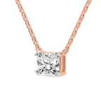 14kt Rose Gold Savannah Radiant Lab Diamond Solitaire Necklace (1 Ct. Tw.) left