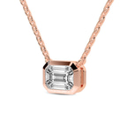 10kt Rose Gold Aubree Emerald Bezel Lab Diamond Solitaire Necklace (2 Ct. Tw.) side right image one