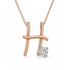 10kt Rose Gold Minimal Lab Diamond Initial H Necklace (1/5 Ct. Tw.) front image