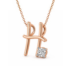 10kt Rose Gold Minimal Lab Diamond Initial H Necklace (1/5 Ct. Tw.) right