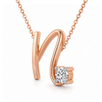 10kt Rose Gold Minimal Lab Diamond Initial N Necklace (1/5 Ct. Tw.) right