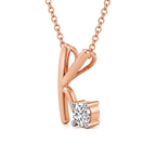 10kt Rose Gold Minimal Lab Diamond Initial K Necklace (1/5 Ct. Tw.) right