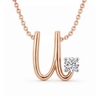 10kt Rose Gold Minimal Lab Diamond Initial U Necklace (1/5 Ct. Tw.) front image