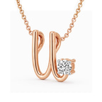 10kt Rose Gold Minimal Lab Diamond Initial U Necklace (1/5 Ct. Tw.) right