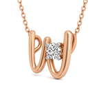 14kt Rose Gold Minimal Lab Diamond Initial W Necklace (1/5 Ct. Tw.) right