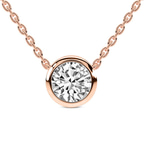 14kt Rose Gold Agustina Round Bezel Lab Diamond Solitaire Necklace (1 Ct. Tw.) front image