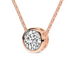 14kt Rose Gold Agustina Round Bezel Lab Diamond Solitaire Necklace (1 Ct. Tw.) side right image one
