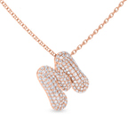 9ct Rose Gold Lab Diamond Initial M Necklace (1 Ct. Tw.) side right image one