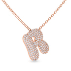 10kt Rose Gold Lab Diamond Initial R Necklace (1 Ct. Tw.) side right image one
