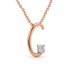 14ct Rose Gold Minimal Lab Diamond Initial C Necklace (1/5 Ct. Tw.) front image