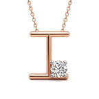 10kt Rose Gold Minimal Lab Diamond Initial I Necklace (1/5 Ct. Tw.) front image