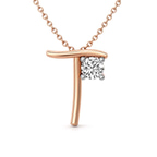 10kt Rose Gold Minimal Lab Diamond Initial T Necklace (1/5 Ct. Tw.) front image