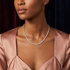 14kt Rose Gold Eden Oval Lab Diamond Tennis Necklace (10 Ct. Tw.) model image two