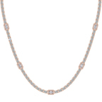 14kt Rose Gold Emerald Halo Station Lab Diamond Tennis Necklace (20 Ct. Tw.) front image
