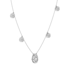 Platinum Opaline Pear & Round Lab Diamond Station Fashion Necklace (5 Ct. Tw.) left