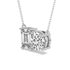 Platinum Soulshine Two Stone Emerald and Round Lab Diamond Fashion Necklace (5 Ct. Tw.) side right image one