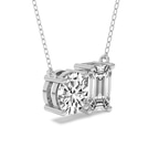 Platinum Soulshine Two Stone Emerald and Round Lab Diamond Fashion Necklace (5 Ct. Tw.) standing product image one