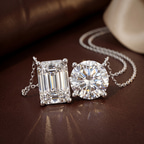 Platinum Soulshine Two Stone Emerald and Round Lab Diamond Fashion Necklace (5 Ct. Tw.) color product image two
