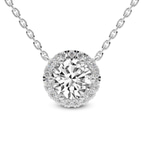 14kt White Gold Belleza Halo Lab Diamond Solitaire Necklace (1 Ct. Tw.) front image