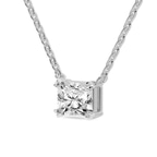 9ct White Gold Savannah Radiant Lab Diamond Solitaire Necklace (1/2 Ct. Tw.) left
