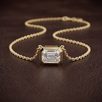 Platinum Aubree Emerald Bezel Lab Diamond Solitaire Necklace (1/2 Ct. Tw.) color product image one