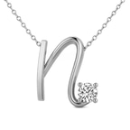 10kt White Gold Minimal Lab Diamond Initial N Necklace (1/5 Ct. Tw.) front image