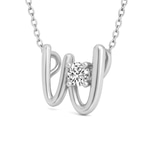 Platinum Minimal Lab Diamond Initial W Necklace (1/5 Ct. Tw.) right