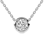 14ct White Gold Agustina Round Bezel Lab Diamond Solitaire Necklace (1/2 Ct. Tw.) front image
