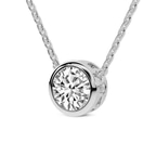 14ct White Gold Agustina Round Bezel Lab Diamond Solitaire Necklace (1/2 Ct. Tw.) side right image one