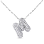 9ct White Gold Lab Diamond Initial M Necklace (1 Ct. Tw.) side right image one