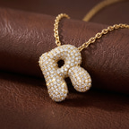 14kt White Gold Lab Diamond Initial R Necklace (1 Ct. Tw.) color product image one