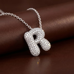 14kt White Gold Lab Diamond Initial R Necklace (1 Ct. Tw.) color product image two